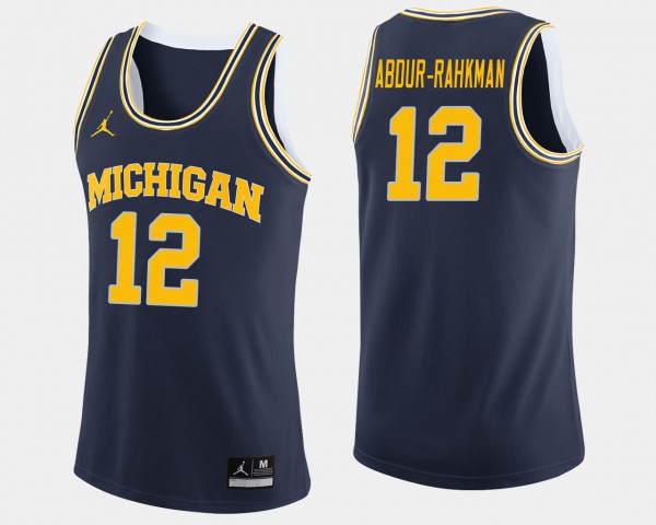 Michigan #12 For Men's Muhammad-Ali Abdur-Rahkman Jersey Navy College College Basketball